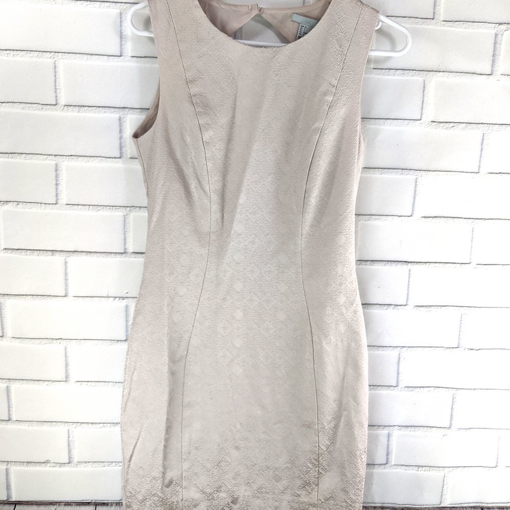 H&M Creamy Metallic Dress Women's Open Back Sz 4